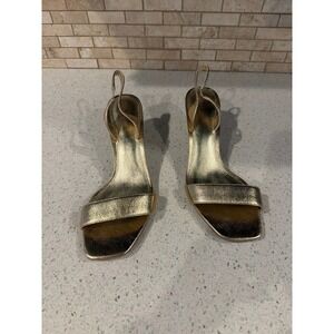 Michael Kors Gold Metallic Slingback Heels Women's Size 8 Open Toe Dress